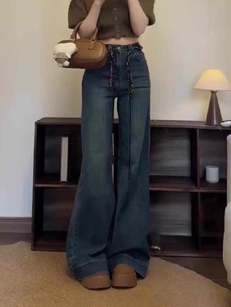 Vapetix S-4XL Women's 2025 Autumn/Winter High-Waisted Slim-Fit Tapered Denim Jeans with Elastic for Commuting and - 图片 3