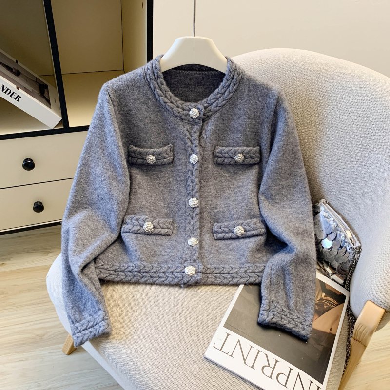 Vapetix Free Size-Free Size 2026 Spring New Qianjin Little Chanel Style Camellia Crochet Knit Cardigan Sweater Woman Fashion Ou - 图片 7