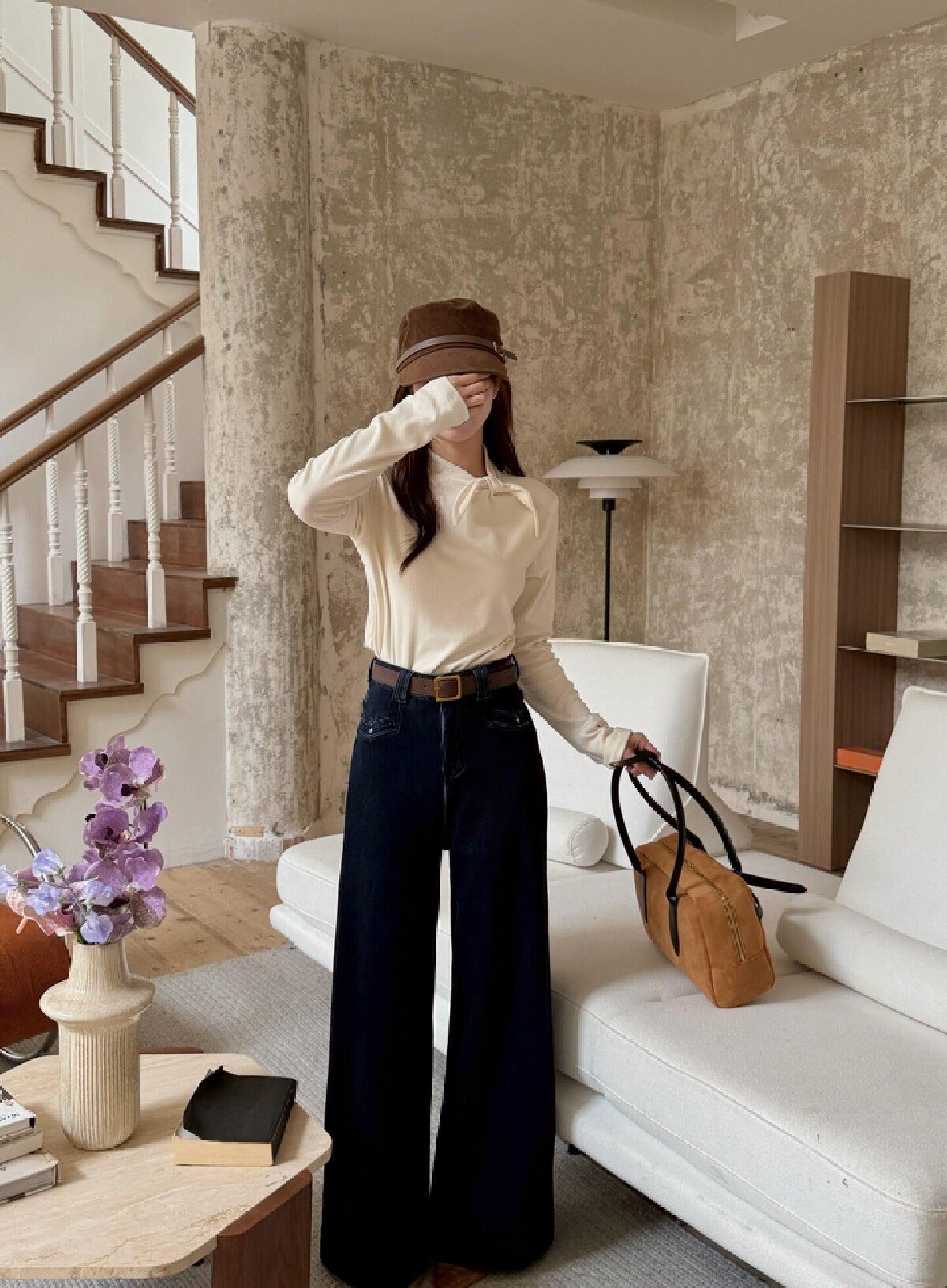 Vapetix S-XL Spring and Autumn New Korean Style American Style Plain Color Bunny Ears Half High Collar Long Slee - 图片 4