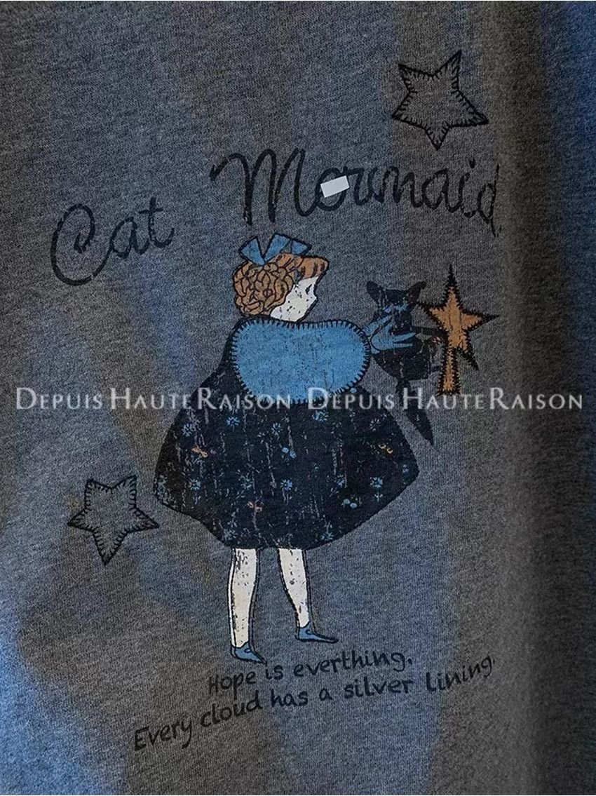 Vapetix M-3XL Unique American-style retro age-reducing girls' short-sleeved T-shirt base layer loose casual inner - 图片 4