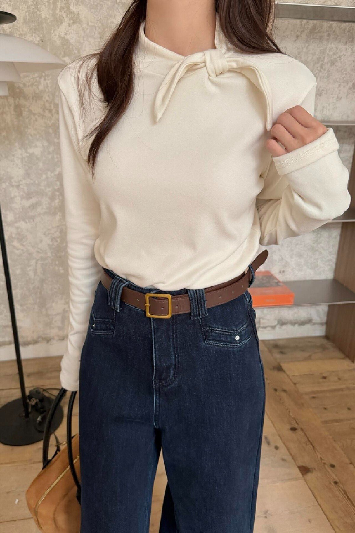 Vapetix S-XL Spring and Autumn New Korean Style American Style Plain Color Bunny Ears Half High Collar Long Slee - 图片 7