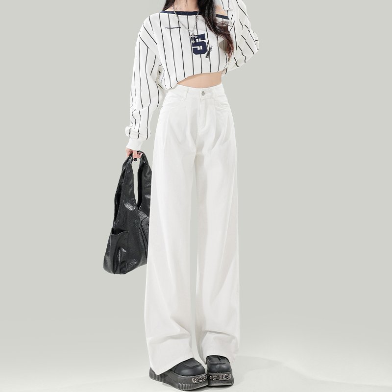 Vapetix XS-2XL Women's High-Waisted White Jeans with a Slimming Design for 2026 Spring and Summer, Featuring Pleat - 图片 4