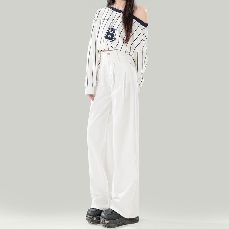 Vapetix XS-2XL Women's High-Waisted White Jeans with a Slimming Design for 2026 Spring and Summer, Featuring Pleat - 图片 5