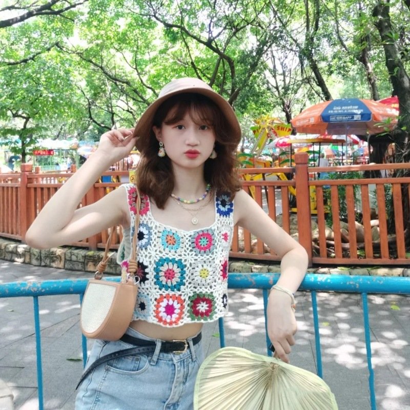 Vapetix Free Size-Free Size European and American Cross-border Crocheted Floral Knitted Strappy Women's Sexy Fashionable Beach - 图片 4