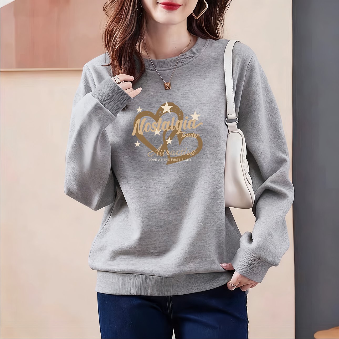 Vapetix M【Recommended weight: 90-105 lbs】-5XL 【Suggested 180-200 lbs】 Women's oversized, hoodless, long-sleeved, warm and fuzzy sweatshirt in a slimming, stylish smoke g - 图片 7