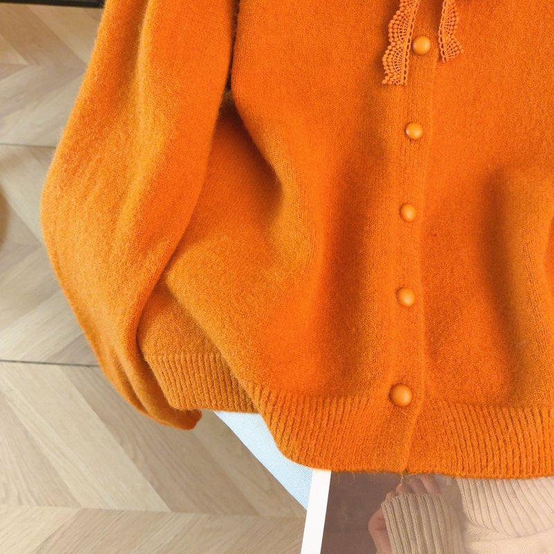 Vapetix Free Size-Free Size Women's Soft and Gentle Knit Cardigan Top with Butterfly Bow and Lace, Spring 2026 Red Version - 图片 6