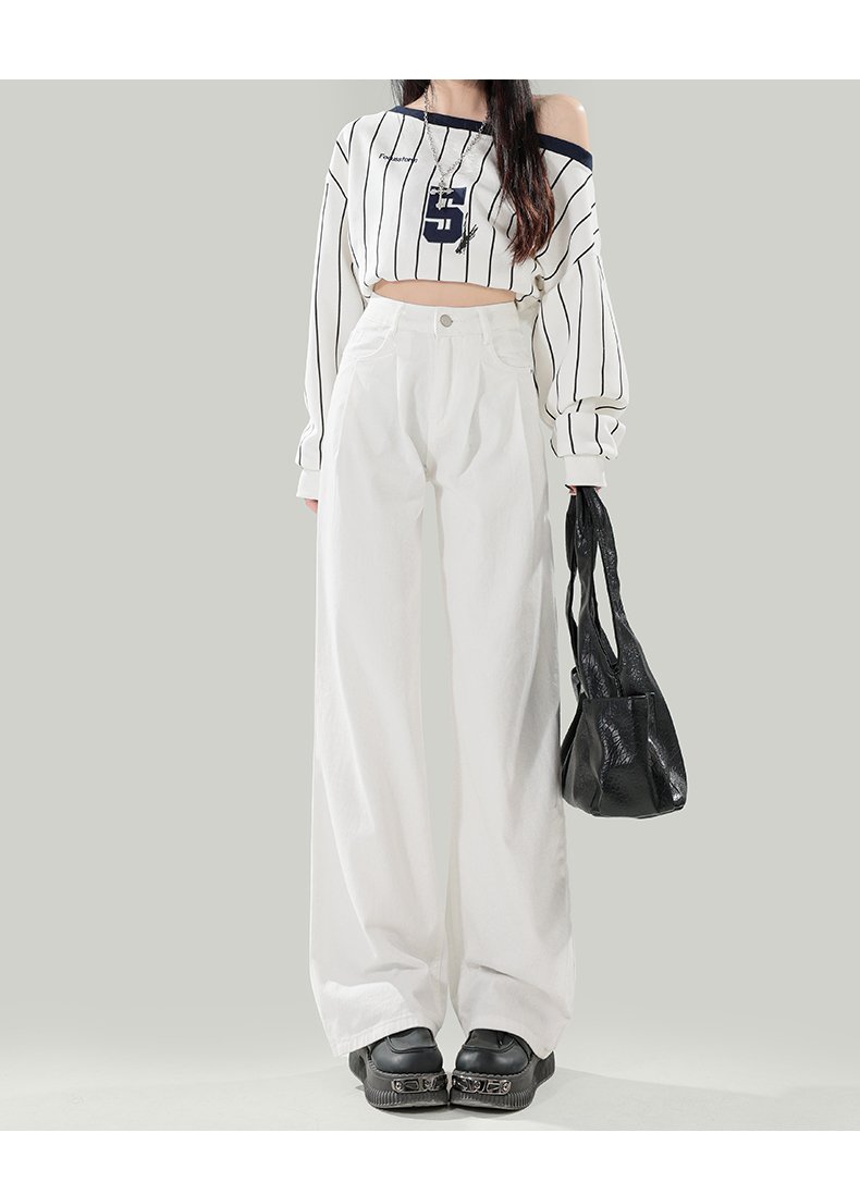 Vapetix XS-2XL Women's High-Waisted White Jeans with a Slimming Design for 2026 Spring and Summer, Featuring Pleat - 图片 8