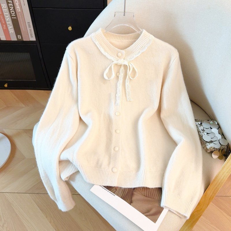 Vapetix Free Size-Free Size Women's Soft and Gentle Knit Cardigan Top with Butterfly Bow and Lace, Spring 2026 Red Version - 图片 9