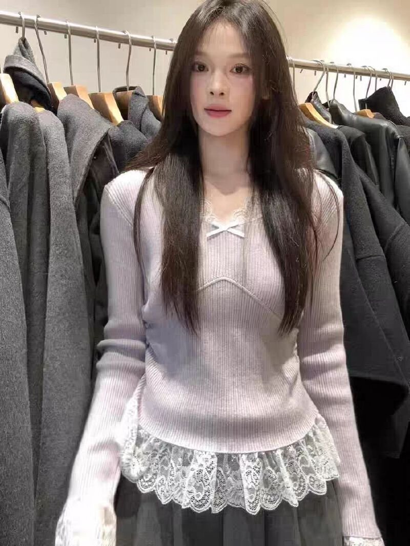 Vapetix S-XL Autumn/Winter New Arrival Atmospheric Purple Two-Piece Long-Sleeve Women's Design-Savvy Colorblock - 图片 8