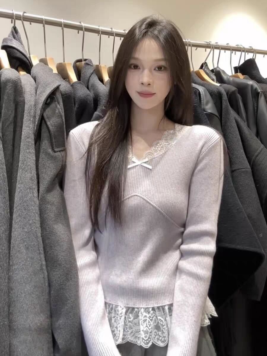 Vapetix S-XL Autumn/Winter New Arrival Atmospheric Purple Two-Piece Long-Sleeve Women's Design-Savvy Colorblock - 图片 9